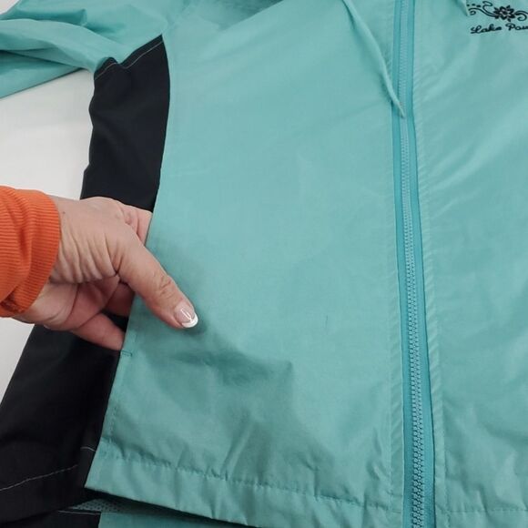 M LAKE POWELL embroidered green black mesh lined wind rain jacket Medium - Picture 10 of 10
